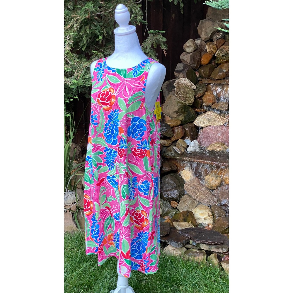Banana Boat Sundress Size Medium New UPF 50+ Pink Floral Swing Dress BB827 - Picture 3 of 9